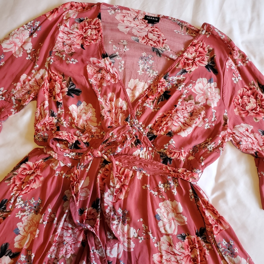 Floral, Faux Wrap Top